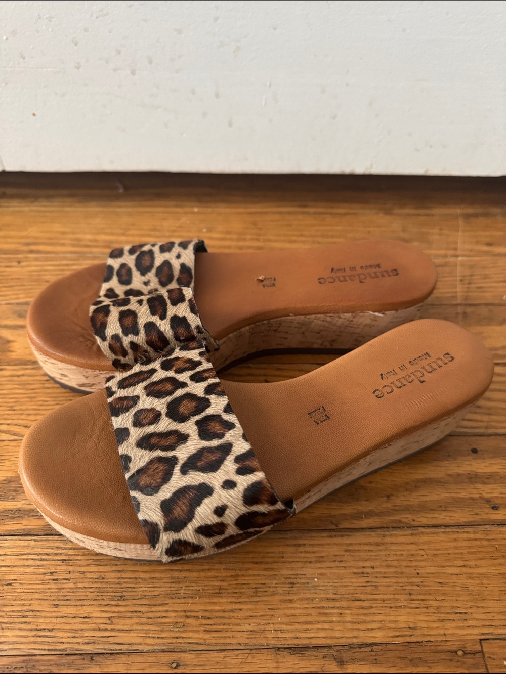 Sundance Leopard Haircalf Slide Sandals - Brown/Tan - Picture 2 of 5
